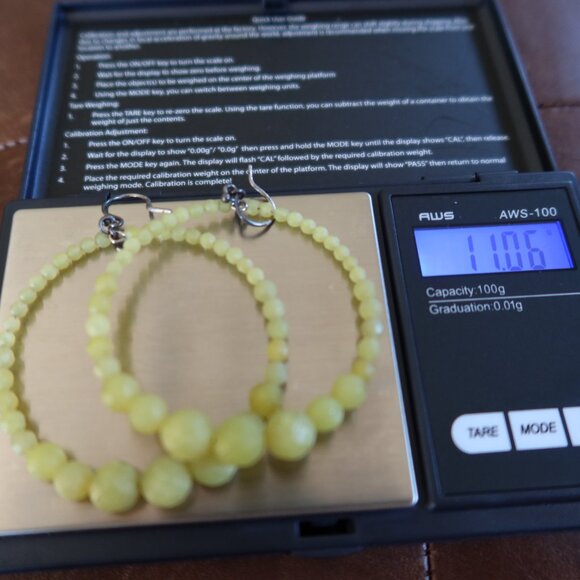 Chan Luu faceted light green jade (?) front facing hoops earrings 2" long drops - Picture 11 of 13